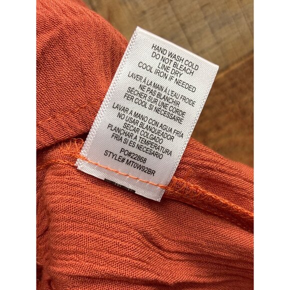 Bobeau Womens Long Sleeve Peasant Top With Crochet Trim In Rust Size L 100% Rayo - Picture 7 of 8